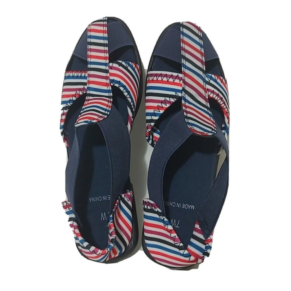 Women's Fisherman Sandals Casual Shoes Berry Stripe Navy 7W Style 50545BRE7W E02 - Picture 6 of 11